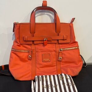 HENRI BENDEL Jetsetter Convertible Backpack Large Orange Bag GUC